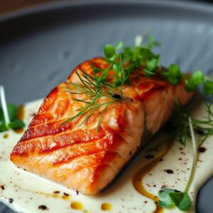 Zalmfilet, zacht gebakken